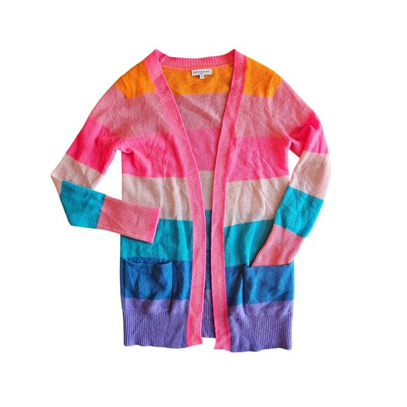 Scott & Scott London pink rainbow open cashmere cardigan Womens small bright - Picture 1 of 7